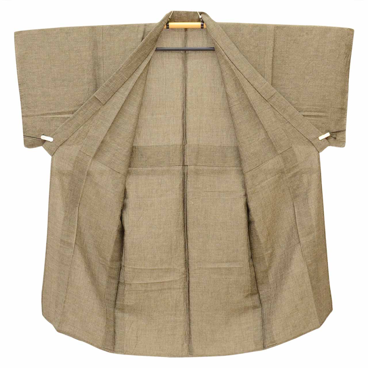 [Used] Men's Recycled Kimono, Linen/Cotton Blend, Size S, Excellent Condition, Length 136.0cm (53.5in), Sleeve Length 68.5cm (27.0in), Summer Wear, Brown, Ready-made, Unused, Beautiful Condition, Plain, Reused uu2806b 