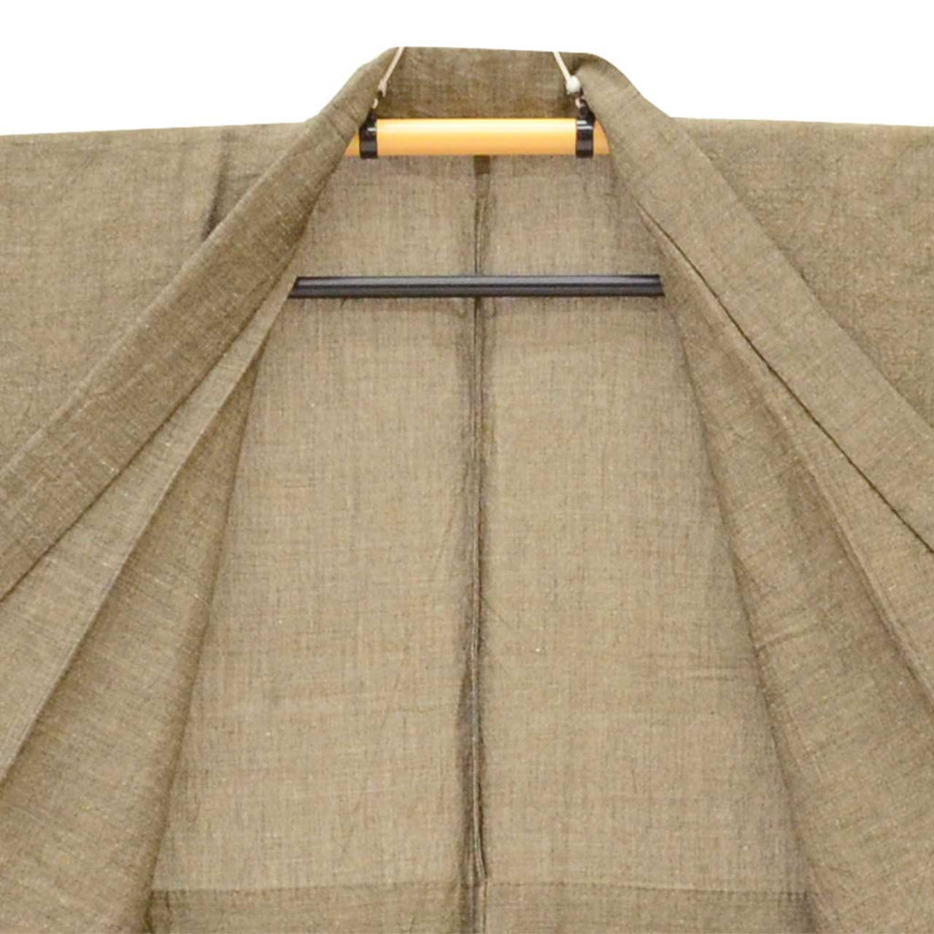 Vintage Japanese Kimono | Men's Summer Kimono | Brown Hemp Cotton | Solid | Unused | Size S | Sustainable | Sustainable | uu2806b
