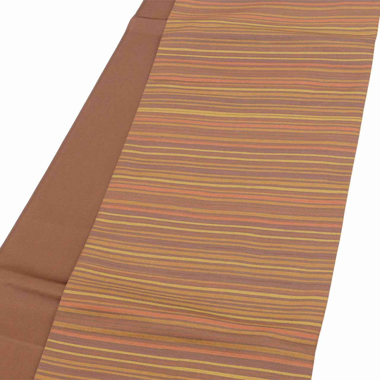 Vintage Japanese Obi | Kyo-bukuro Obi | Brown Silk | Stripe Pattern | Casual | Sustainable | Sustainable | uu2809b