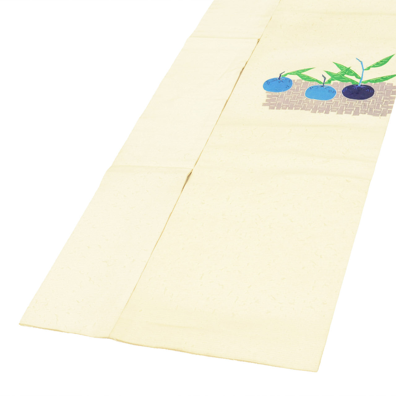 Vintage Japanese Obi | Nagoya Obi | White Silk Tsumugi | Fruit Pattern | Casual | Sustainable | Sustainable | uu2810b