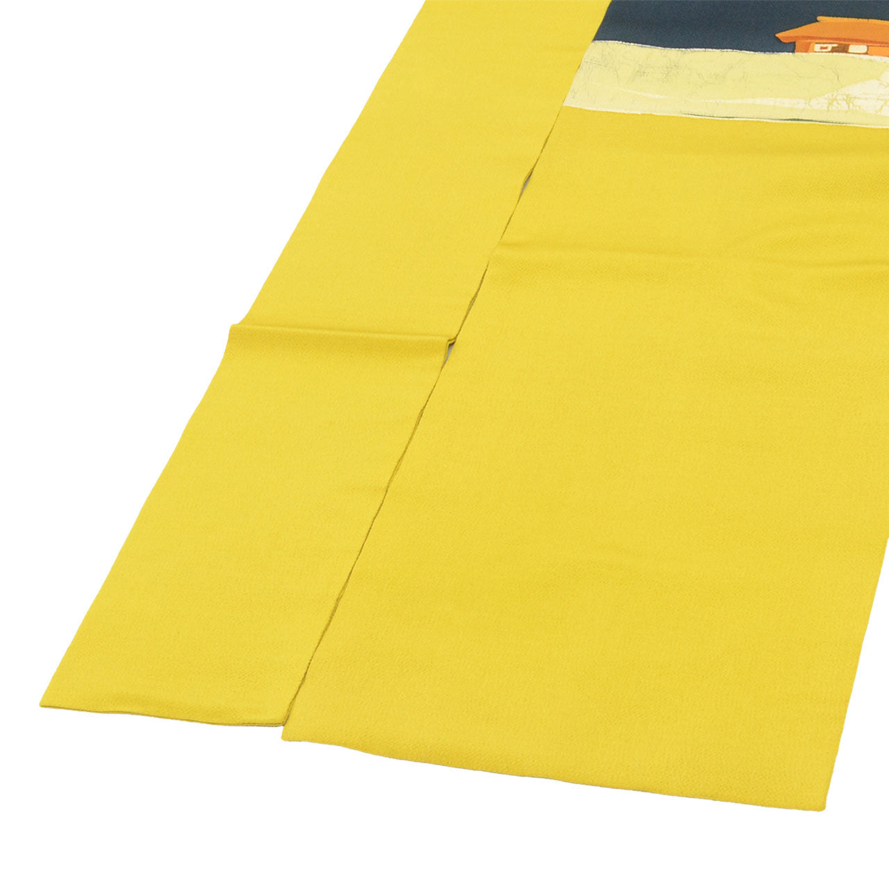 Vintage Japanese Obi | Nagoya Obi | Yellow Green Silk Crepe | House Pattern | Casual | Sustainable | Sustainable | uu2813b