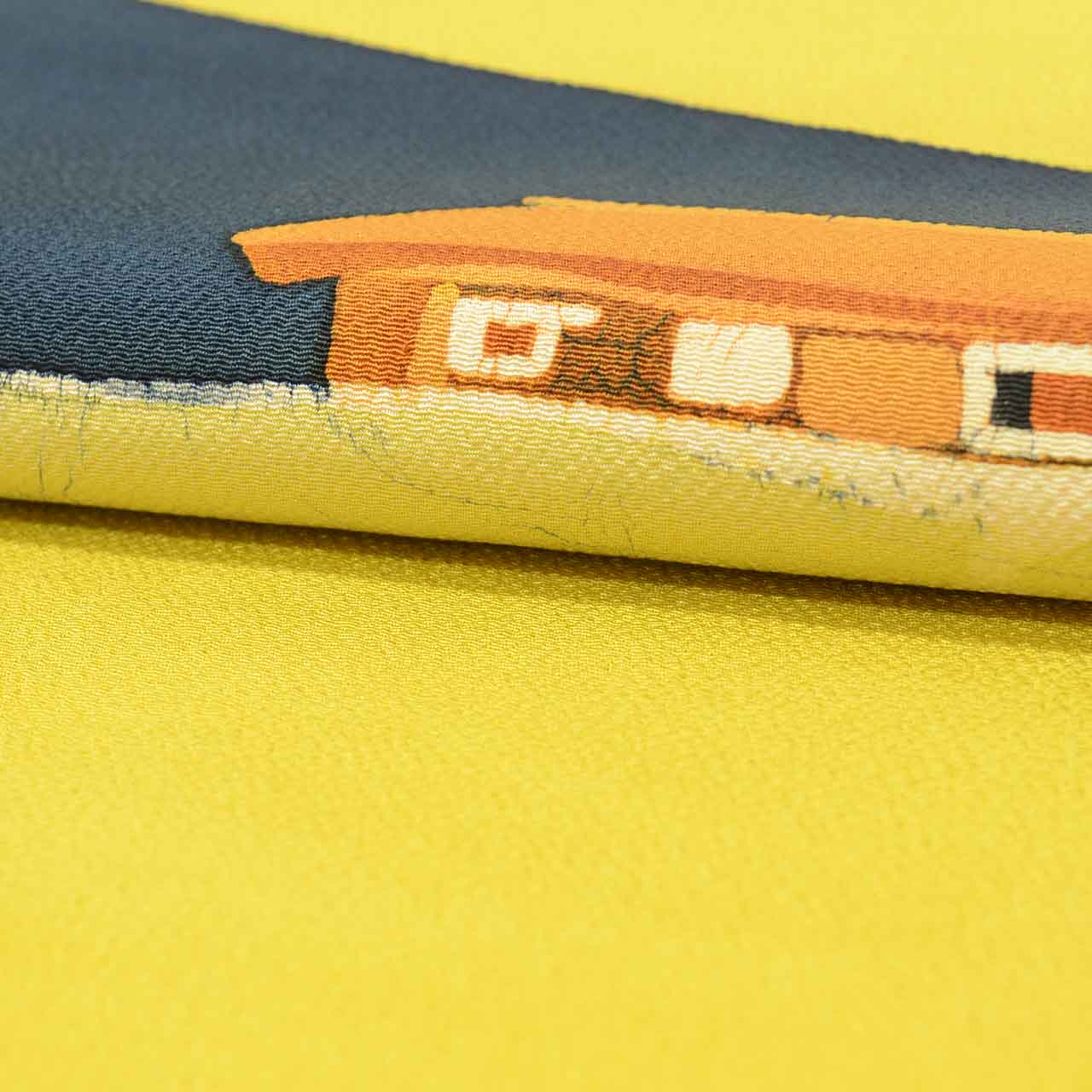 Vintage Japanese Obi | Nagoya Obi | Yellow Green Silk Crepe | House Pattern | Casual | Sustainable | Sustainable | uu2813b