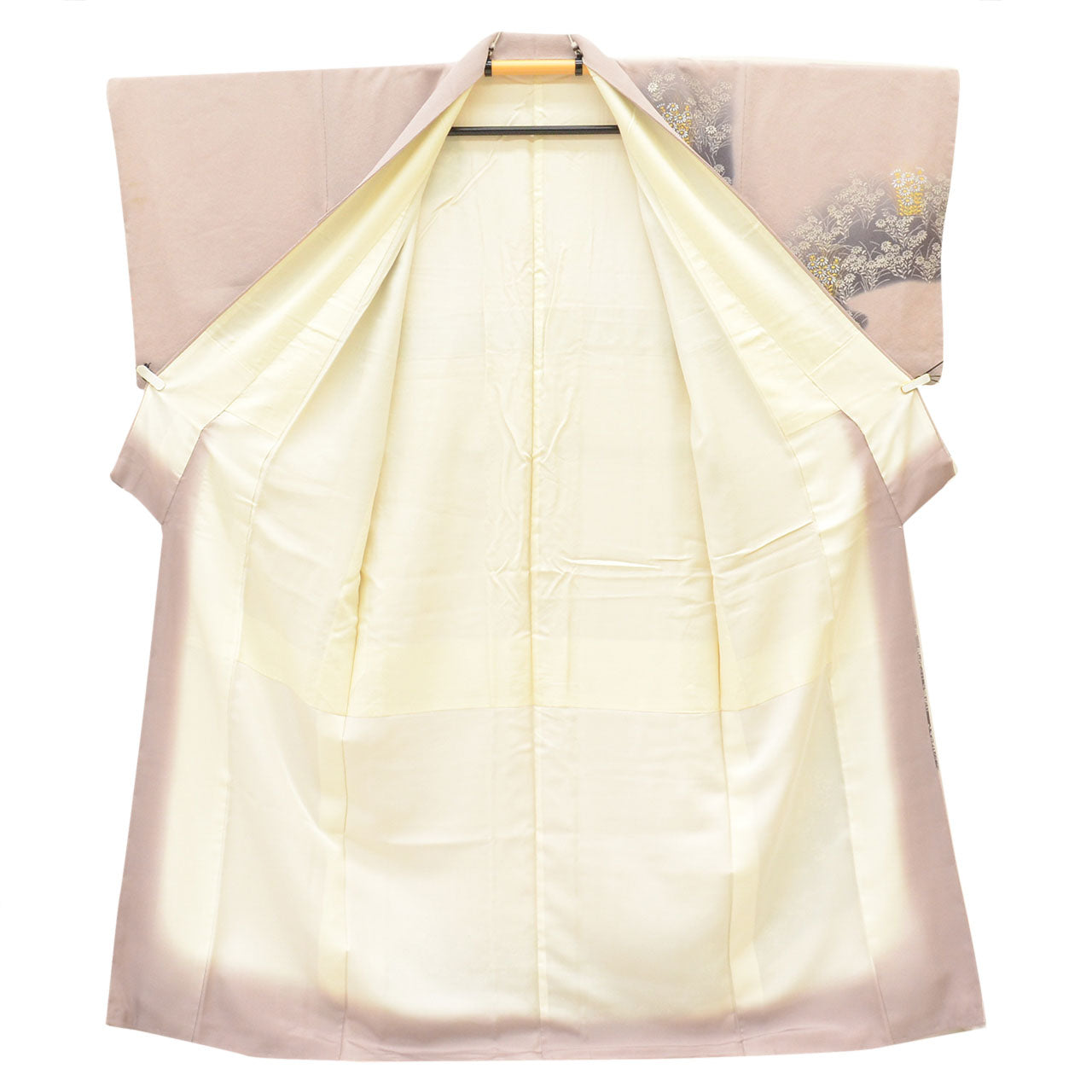 Visiting kimono, recycled kimono, pure silk, size M (slightly larger than L), special condition, length 159.5cm (62.8in), sleeve length 65.2cm (25.7in), lined, ready-made, unused, single crest, crepe silk, purple, floral pattern, reused, uu2816b 