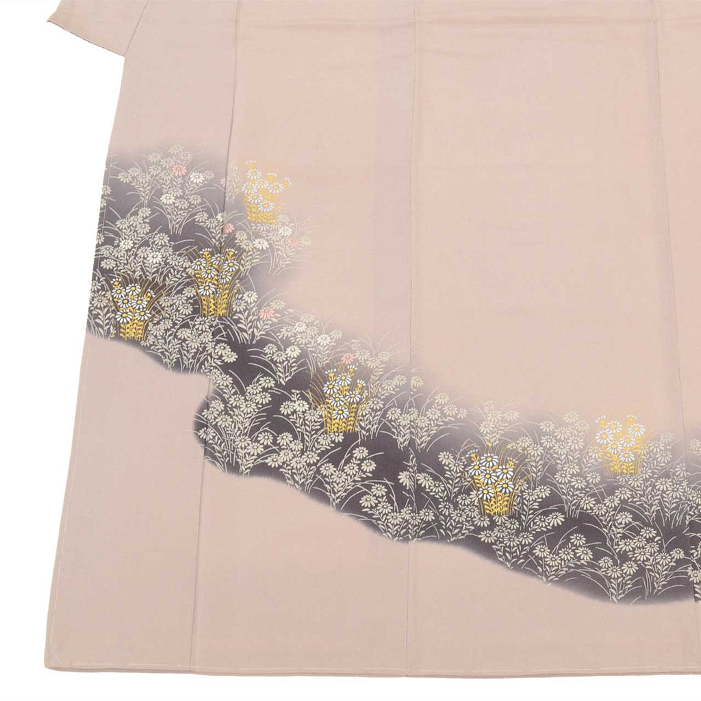 Visiting kimono, recycled kimono, pure silk, size M (slightly larger than L), special condition, length 159.5cm (62.8in), sleeve length 65.2cm (25.7in), lined, ready-made, unused, single crest, crepe silk, purple, floral pattern, reused, uu2816b 