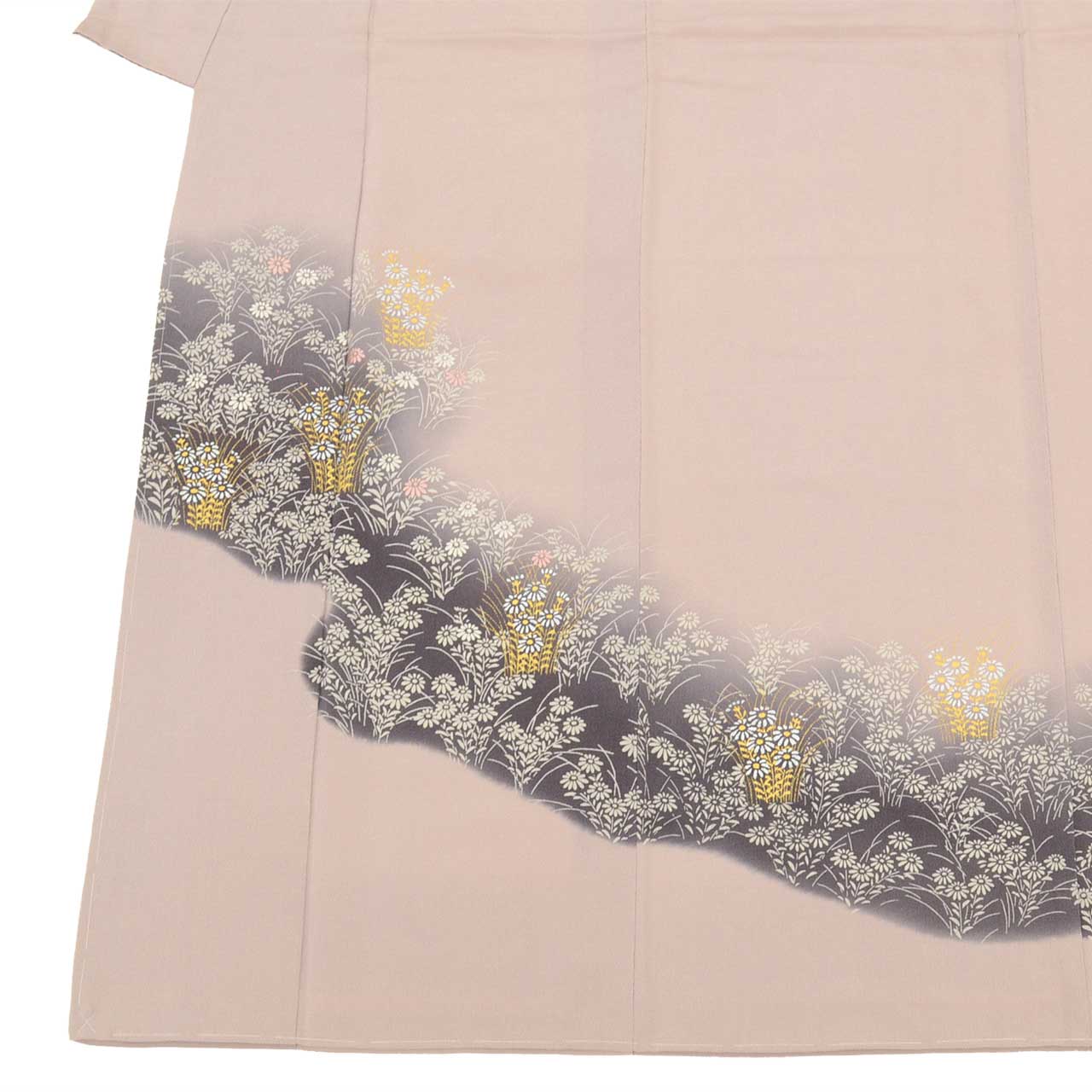 Visiting kimono, recycled kimono, pure silk, size M (slightly larger than L), special condition, length 159.5cm (62.8in), sleeve length 65.2cm (25.7in), lined, ready-made, unused, single crest, crepe silk, purple, floral pattern, reused, uu2816b 