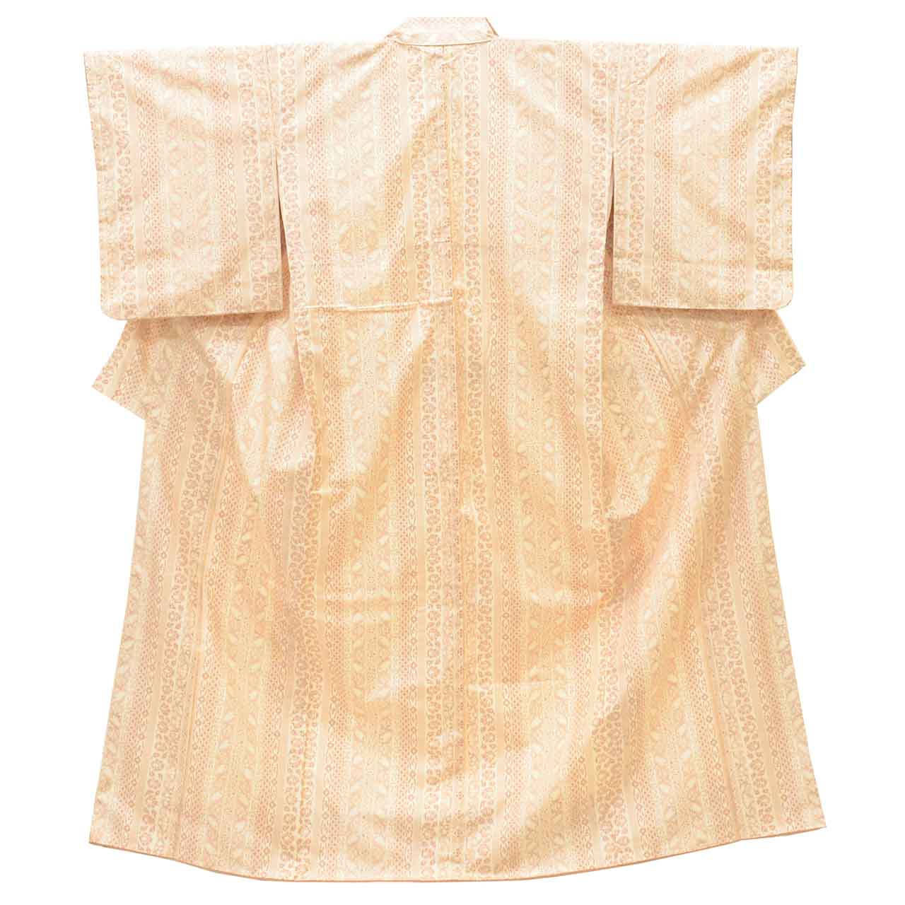 Vintage Japanese Kimono | Oshima Tsumugi | White Silk | Floral Geometric | Warikomi | Size M | Sustainable | Sustainable | uu2817b