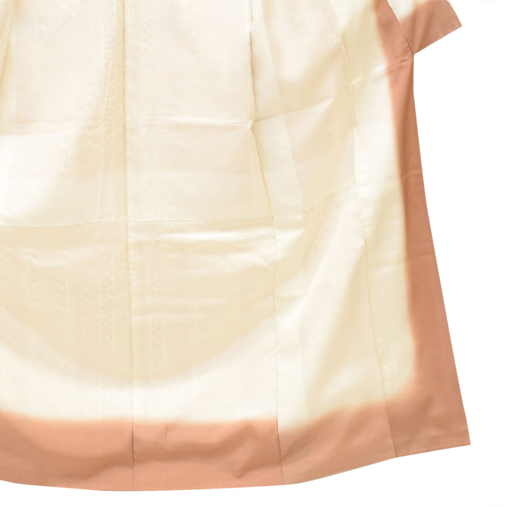 Vintage Japanese Kimono | Oshima Tsumugi | White Silk | Floral Geometric | Warikomi | Size M | Sustainable | Sustainable | uu2817b
