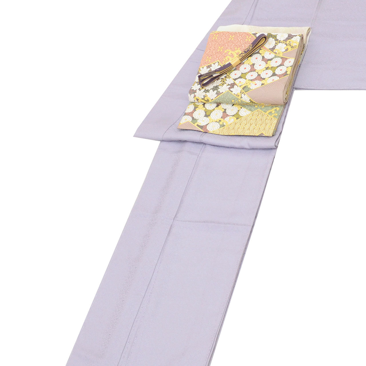 Vintage Japanese Kimono | Omeshi Kimono & Fukuro Obi Set | Purple Silk | One Crest | Size M | Sustainable | Sustainable | uu2822b