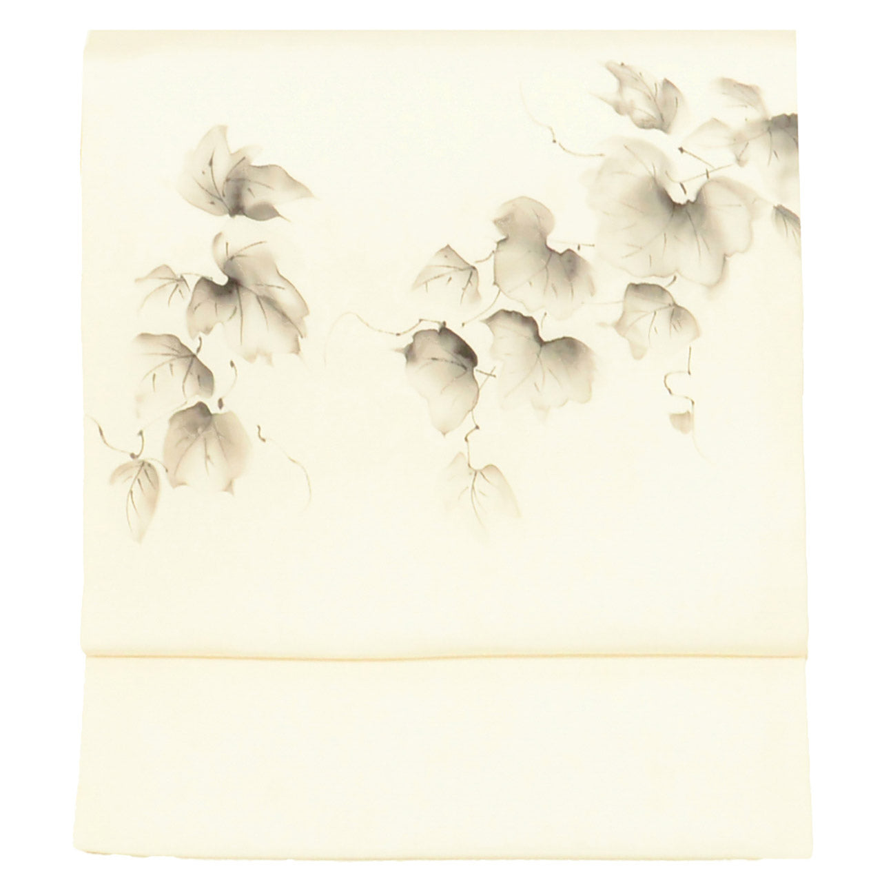 Vintage Japanese Obi | Nagoya Obi | White Silk | Ivy Pattern | Artist Signed | Unused | Sustainable | Sustainable | uu2825b