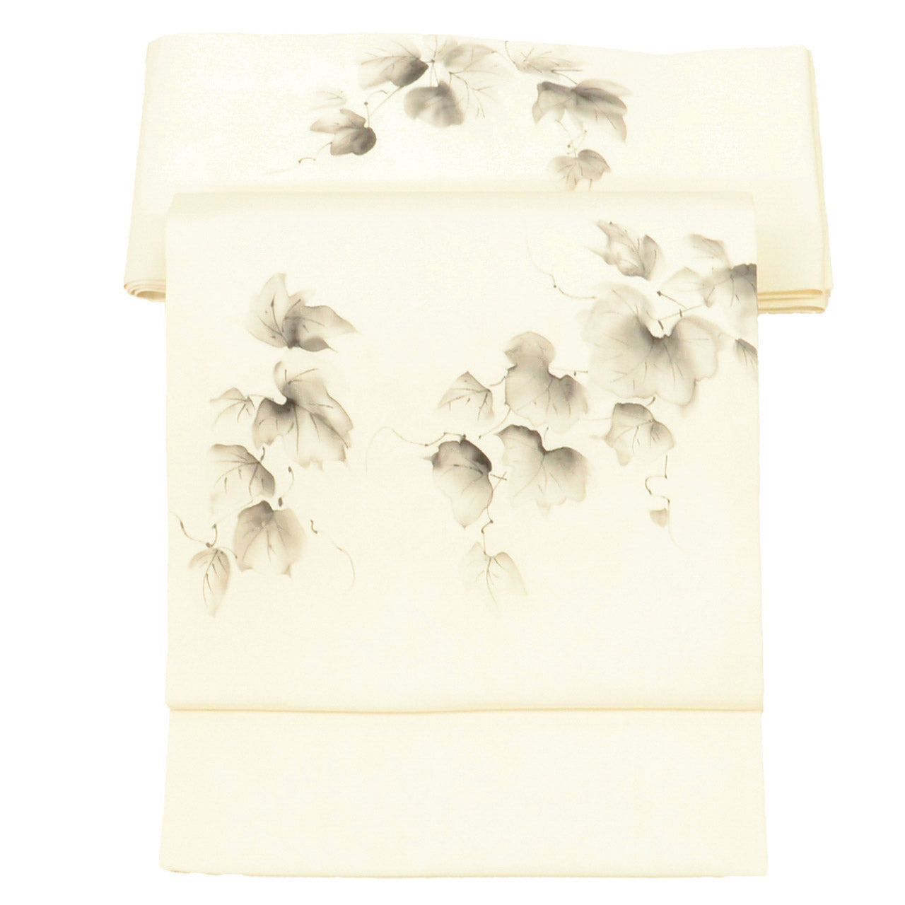 Vintage Japanese Obi | Nagoya Obi | White Silk | Ivy Pattern | Artist Signed | Unused | Sustainable | Sustainable | uu2825b