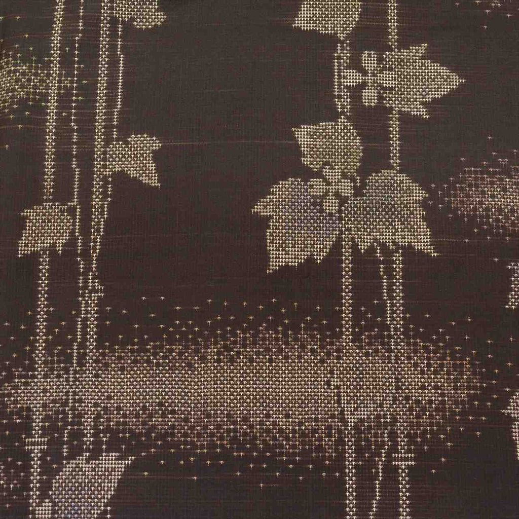 Vintage Japanese Kimono | Oshima Tsumugi | Brown Silk | Ivy Pattern | 7-Maruki Mud-dyed | Dry-cleaned | Size L | Sustainable | uuc0025a20