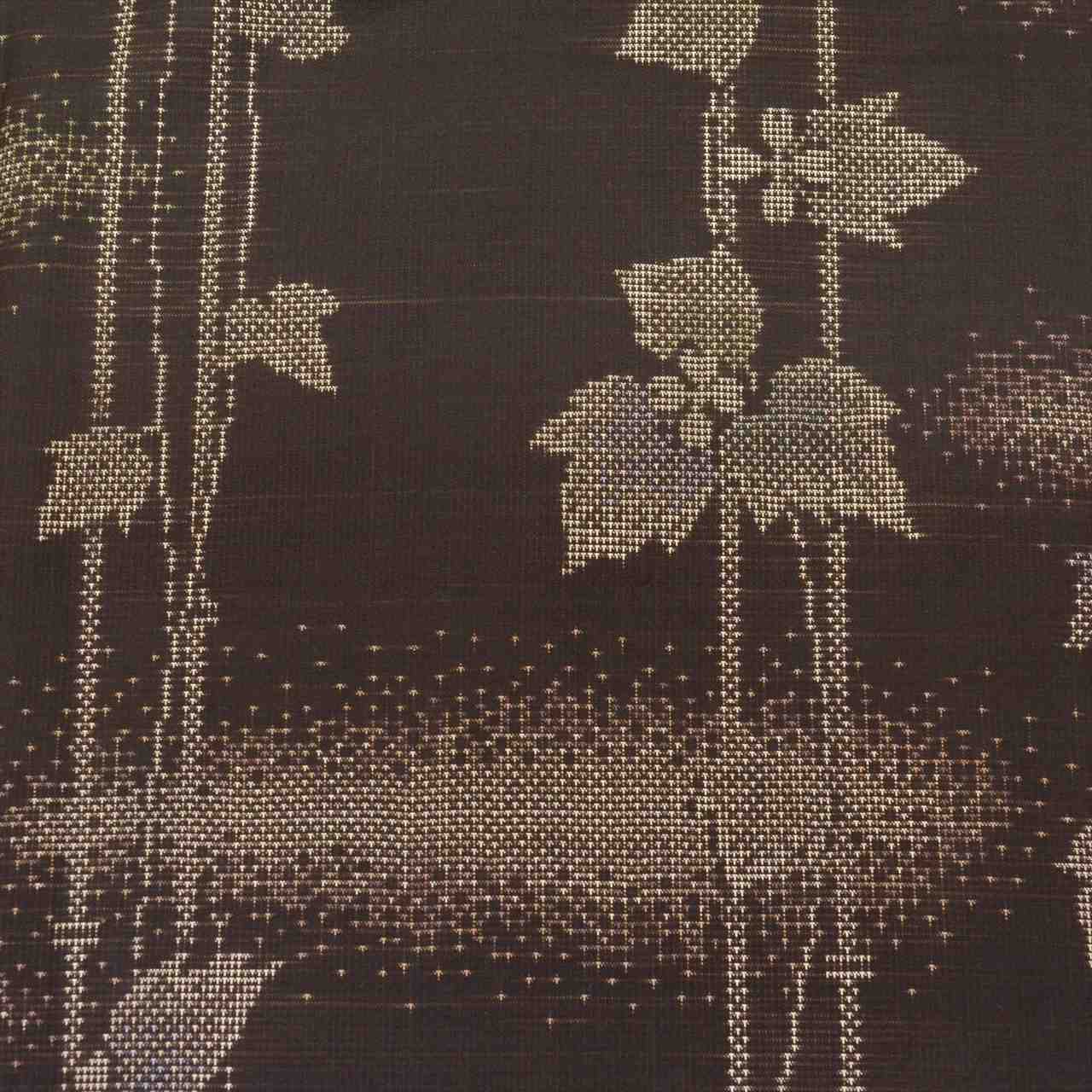 Vintage Japanese Kimono | Oshima Tsumugi | Brown Silk | Ivy Pattern | 7-Maruki Mud-dyed | Dry-cleaned | Size L | Sustainable | uuc0025a20
