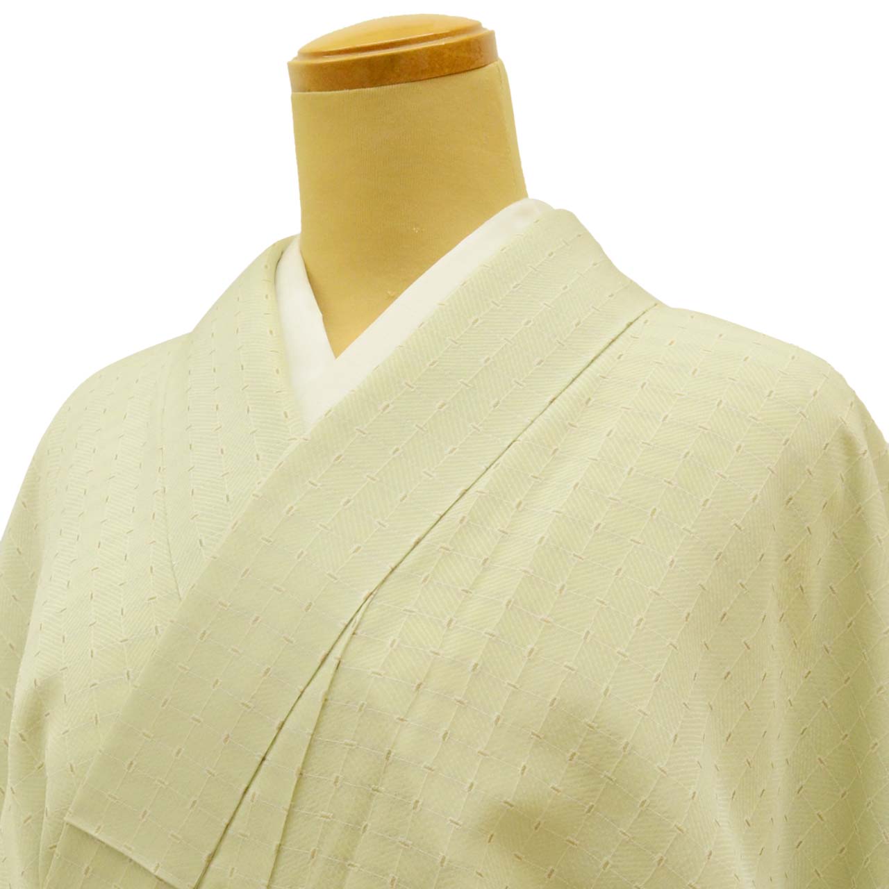 [Used] Recycled Kimono, Komon style, Lined, Pure Silk, Cleaned, Ready-made, Sleeve length 68.5cm (27.0in), Body length 169.0cm (66.5in), Size LL, Green, Checkered pattern, uuc0831a20 