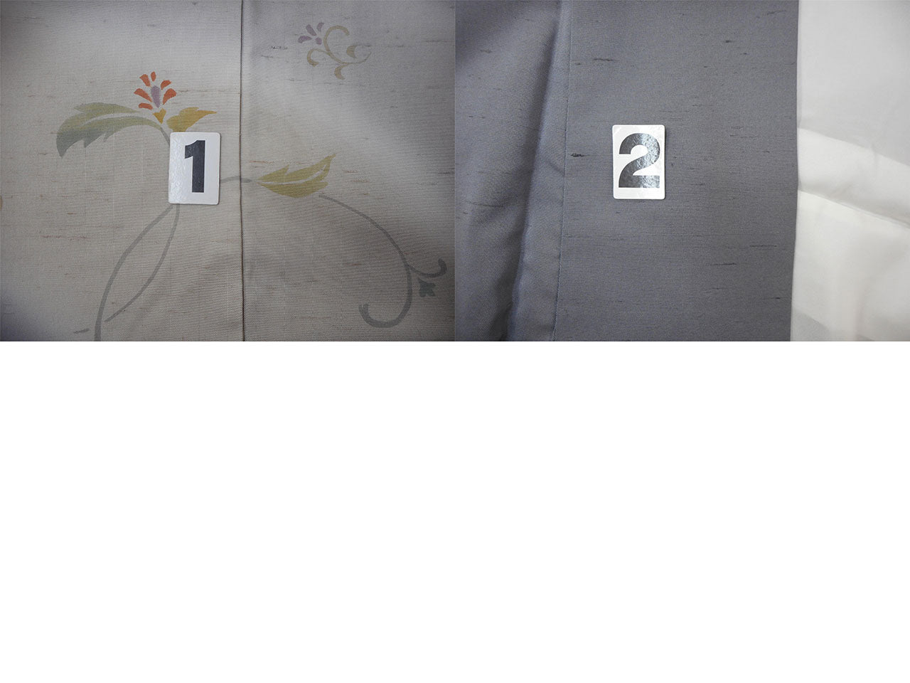 Vintage Japanese Kimono | Ushikubi Tsumugi | Gray Purple Silk | Botanical | Artist Signed | Dry-cleaned | Size LL | Sustainable | uuc1234a20