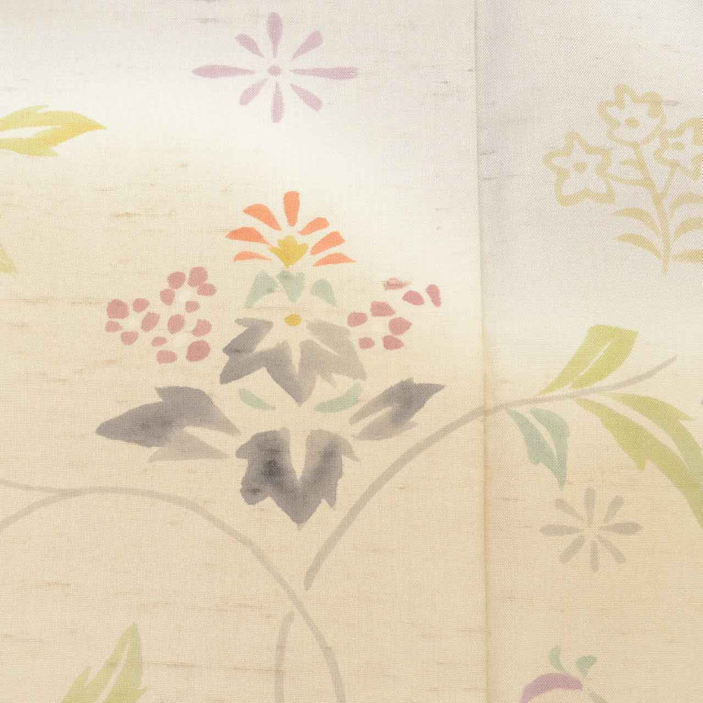 Vintage Japanese Kimono | Ushikubi Tsumugi | Gray Purple Silk | Botanical | Artist Signed | Dry-cleaned | Size LL | Sustainable | uuc1234a20