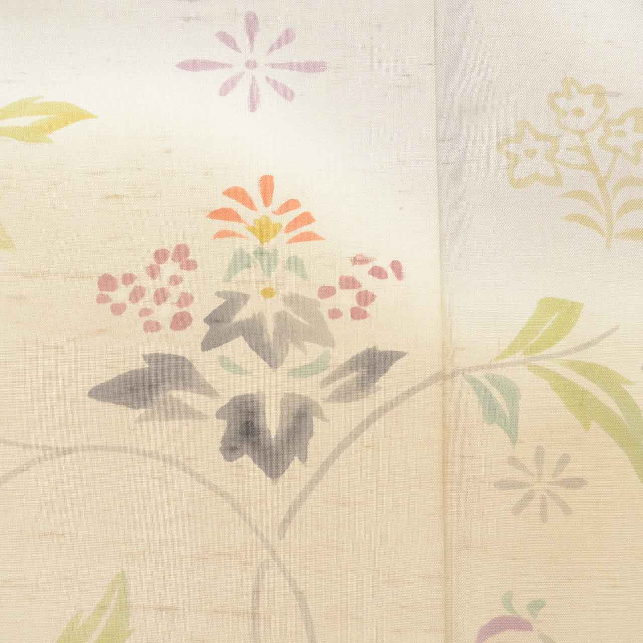 Vintage Japanese Kimono | Ushikubi Tsumugi | Gray Purple Silk | Botanical | Artist Signed | Dry-cleaned | Size LL | Sustainable | uuc1234a20