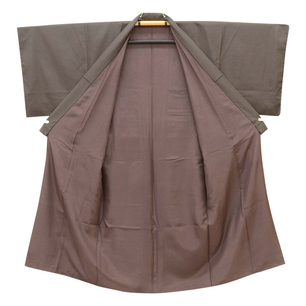 [Used] Men's Silk Kimono, Size M, Excellent Condition, Length 142.0cm (55.9in), Sleeve Length 70.0cm (27.6in), Lined, Dark Brown, Ready-made, Cleaned, Single Family Crest, Plain, Reused uuc2377a20 