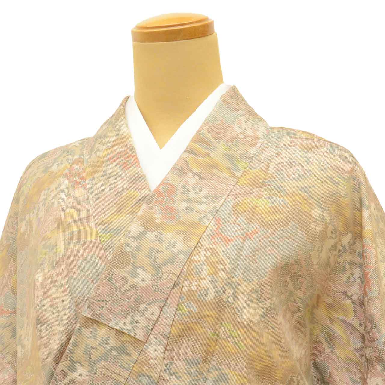 Vintage Japanese Kimono | Oshima Tsumugi | Brown Silk | Landscape Pattern | Yokozou Weave | Size M | Sustainable | vv0004