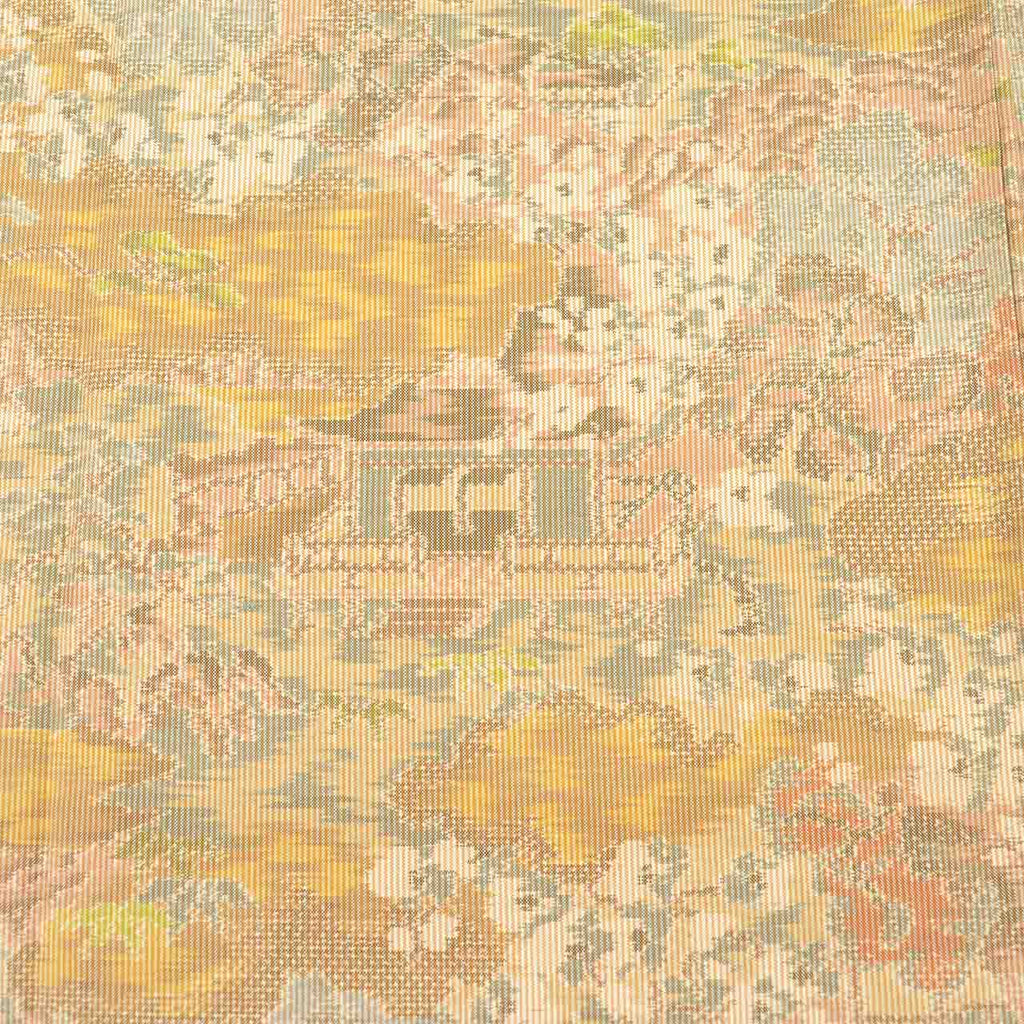 Vintage Japanese Kimono | Oshima Tsumugi | Brown Silk | Landscape Pattern | Yokozou Weave | Size M | Sustainable | vv0004