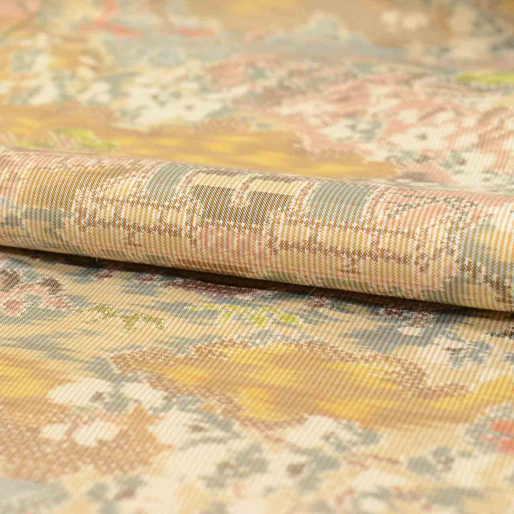 Vintage Japanese Kimono | Oshima Tsumugi | Brown Silk | Landscape Pattern | Yokozou Weave | Size M | Sustainable | vv0004