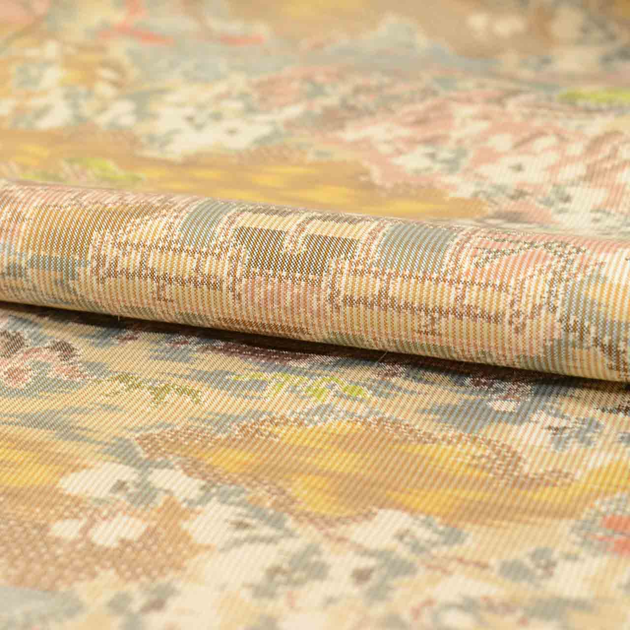 Vintage Japanese Kimono | Oshima Tsumugi | Brown Silk | Landscape Pattern | Yokozou Weave | Size M | Sustainable | vv0004