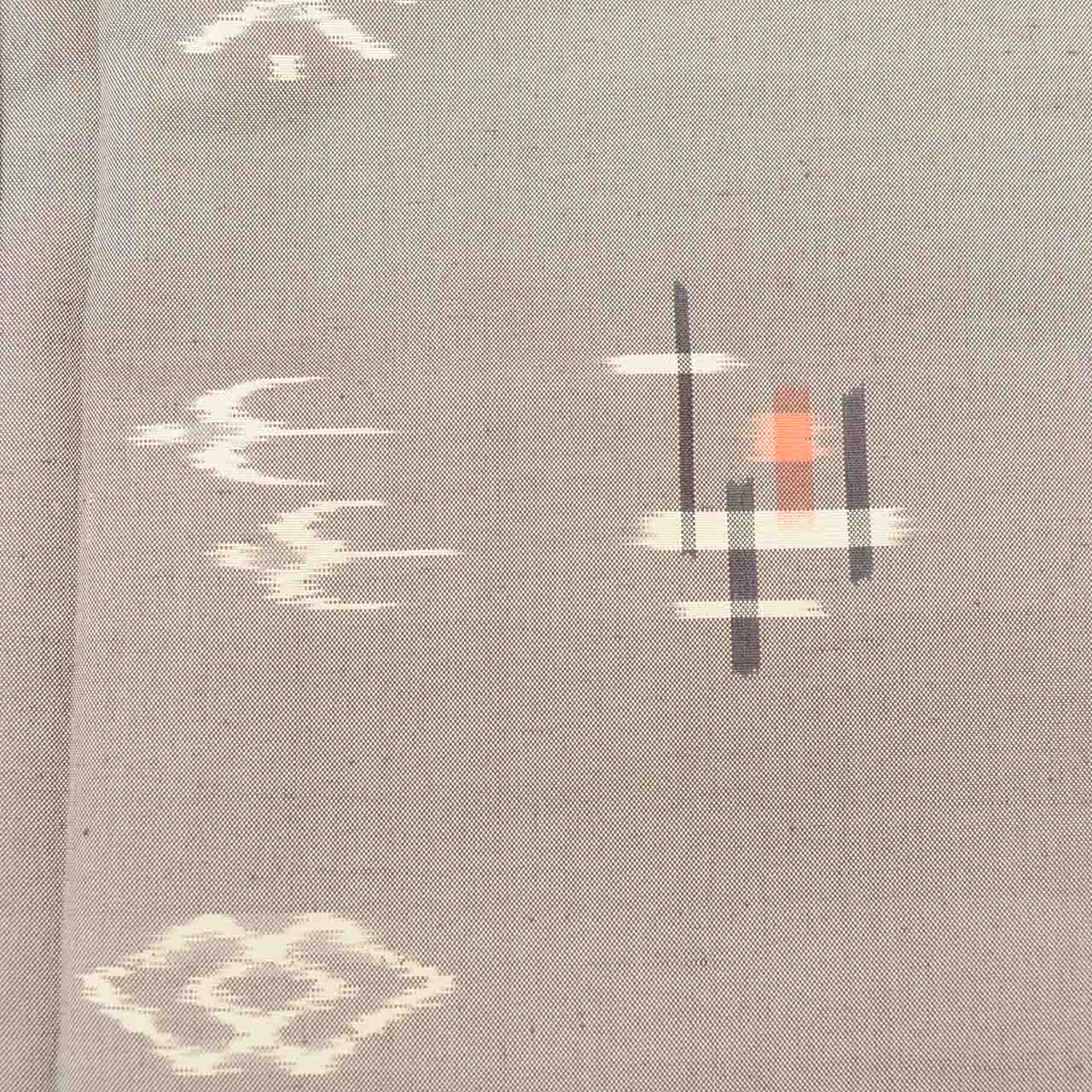 Vintage Japanese Kimono | Tsumugi | Gray Silk | Ryukyu Kasuri Pattern | Size L | Sustainable | vv0007