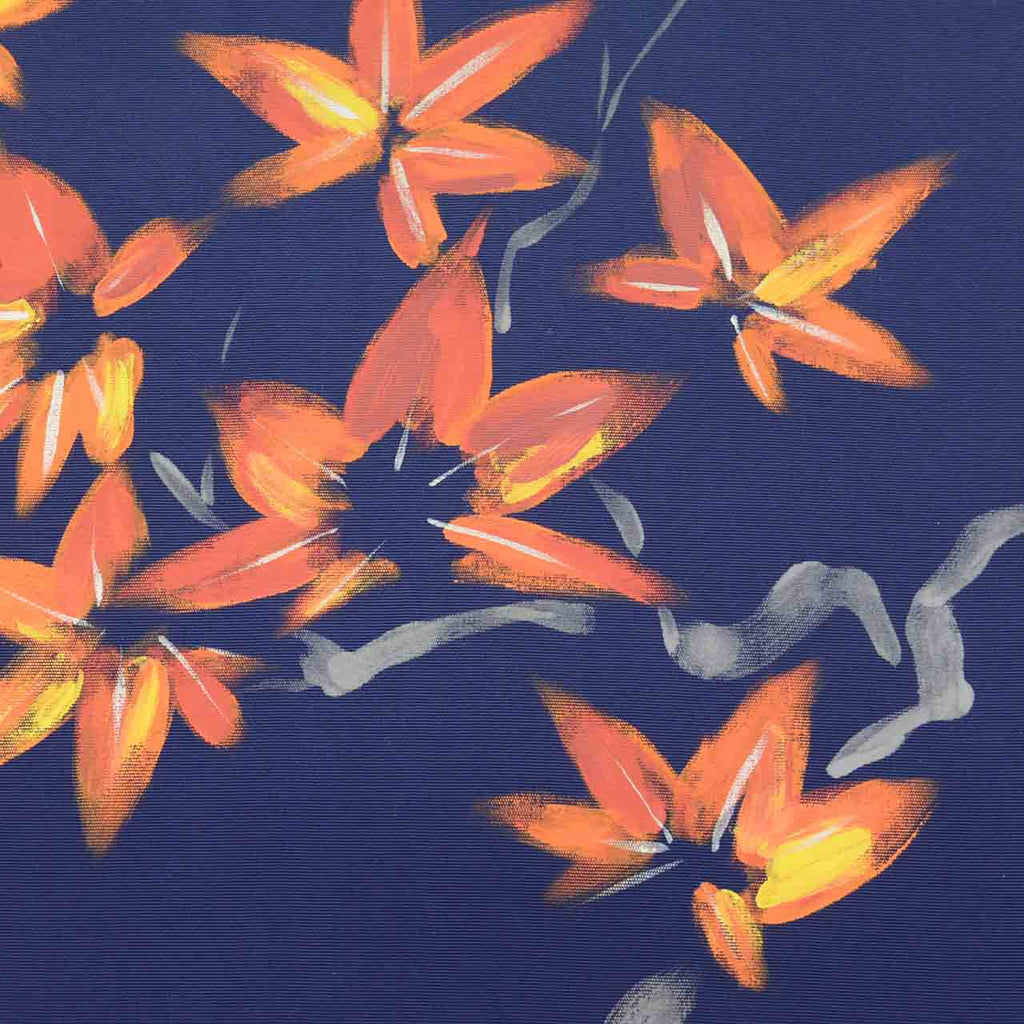 Vintage Japanese Obi | Nagoya Obi | Navy Silk | Floral Hand-painted | Nine-sun | Otaiko | Sustainable | vv0008