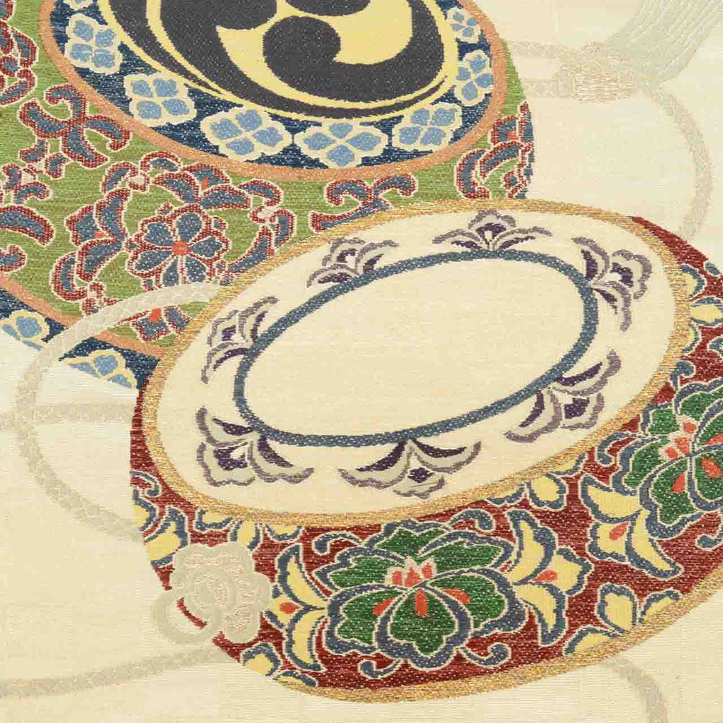 Vintage Japanese Obi | Fukuro Obi | Cream Silk | Kara-ori | Otaiko | Formal | Sustainable | vv0009