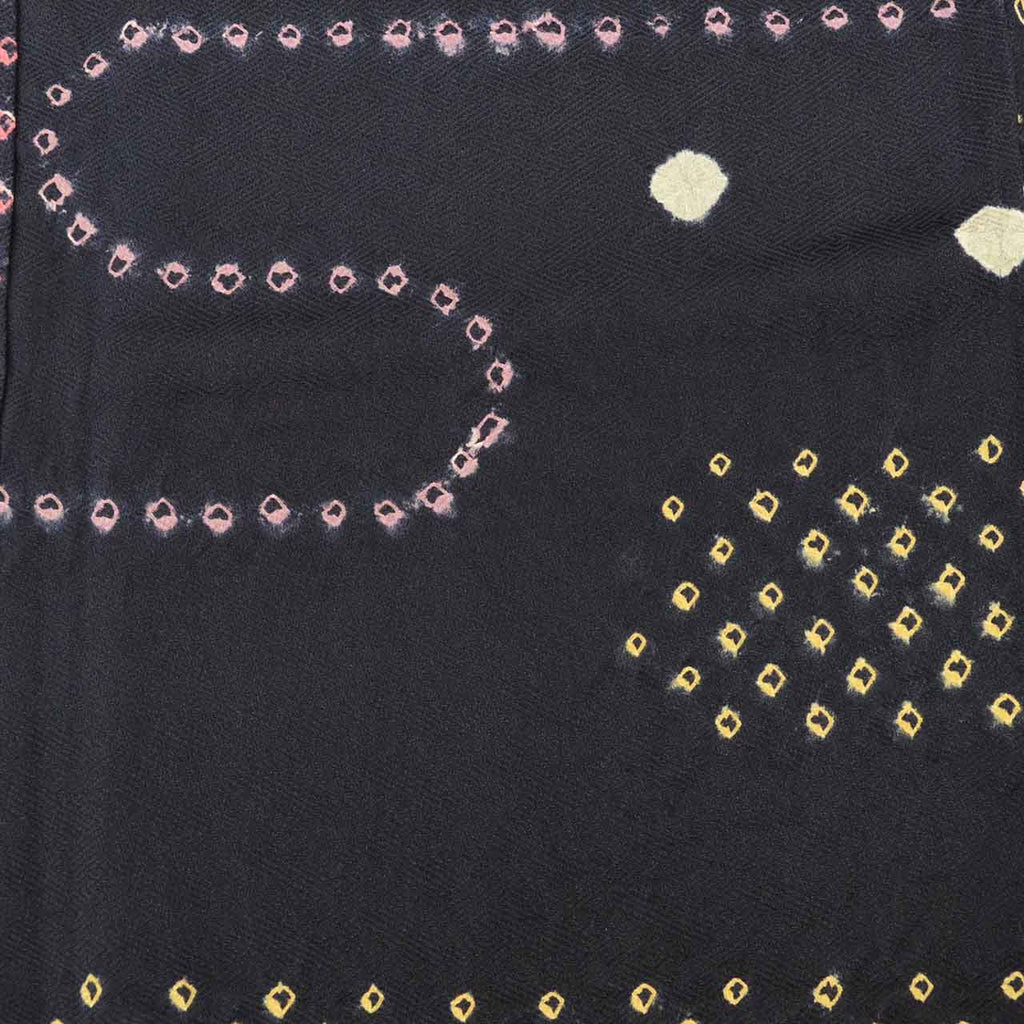 Vintage Japanese Kimono | Komon | Black Silk | Geometric Shibori | Size L | Sustainable | vv0014