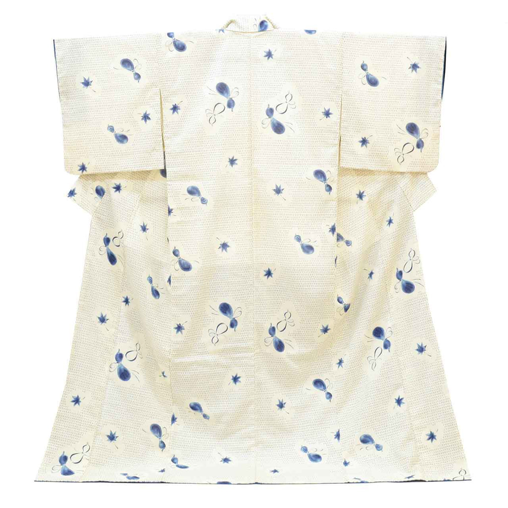 Vintage Japanese Kimono | Komon | Synthetic | Floral Pattern | Washable | Extra Tall Size LL | Sustainable | vv0015