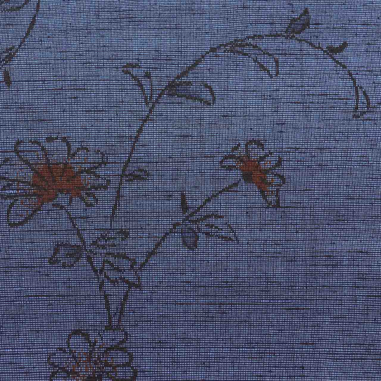 Vintage Japanese Kimono | Tsumugi | Navy Silk | Floral Pattern | Unused | Size M | Sustainable | vv0016