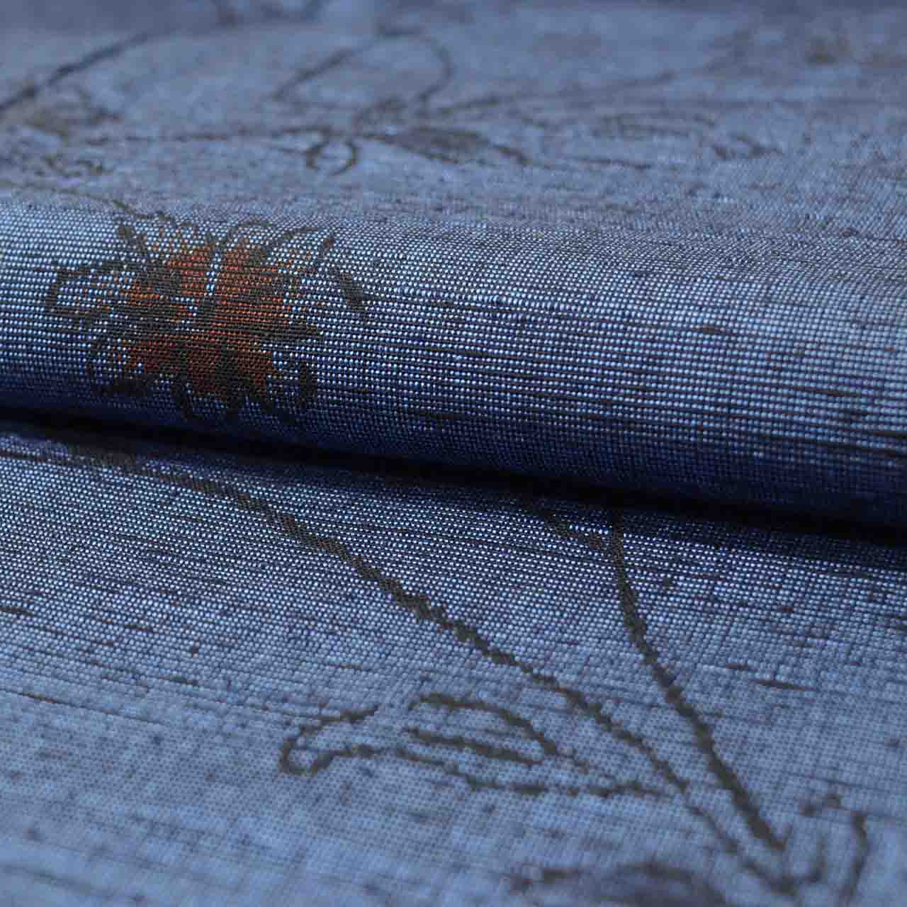 Vintage Japanese Kimono | Tsumugi | Navy Silk | Floral Pattern | Unused | Size M | Sustainable | vv0016