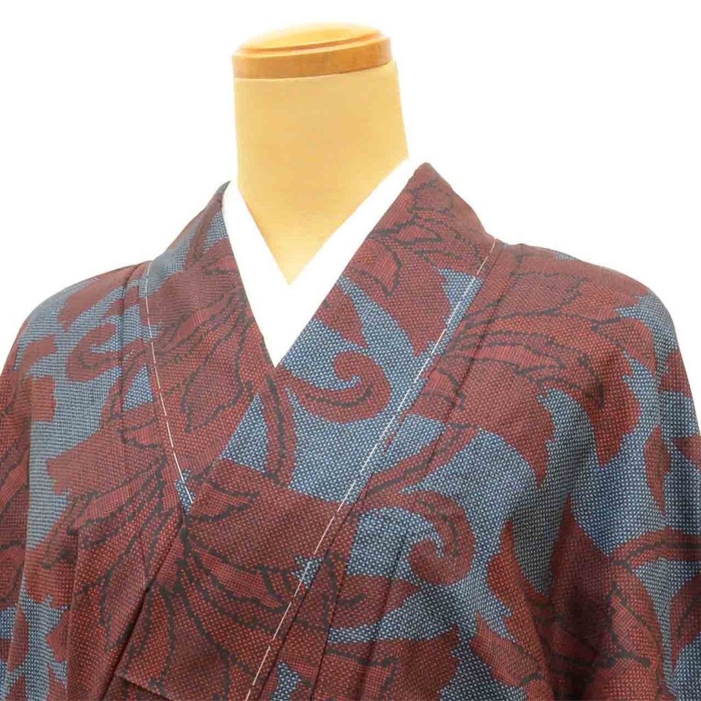 Vintage Japanese Kimono | Oshima Tsumugi | Gray Silk | Ichimotozuke 7-thread | Unused | Extra Tall Size LL | Sustainable | vv0017