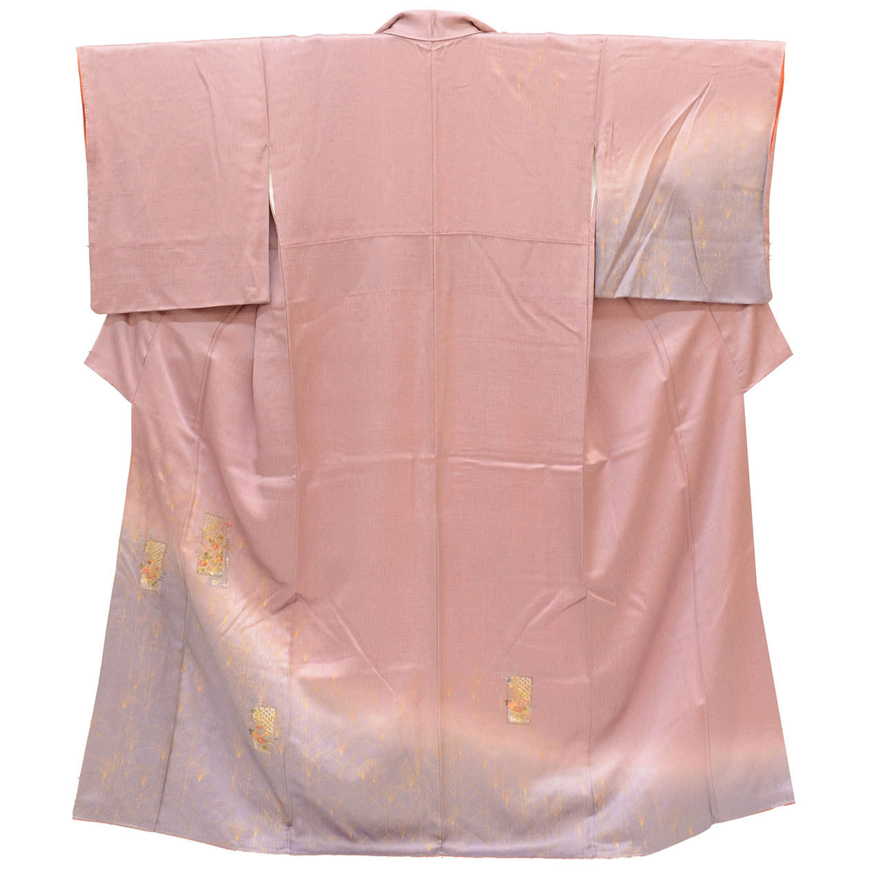 Vintage Japanese Kimono | Houmongi | Purple Silk | Paper Card Floral Pampas Embroidery Gold Foil | Size M | Sustainable | vv0020