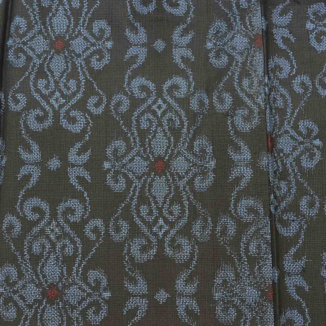 Vintage Japanese Kimono | Oshima Tsumugi | Navy Silk | Floral Pattern | Ichimotozuke 7-thread | Unused | Size M | Sustainable | vv0022