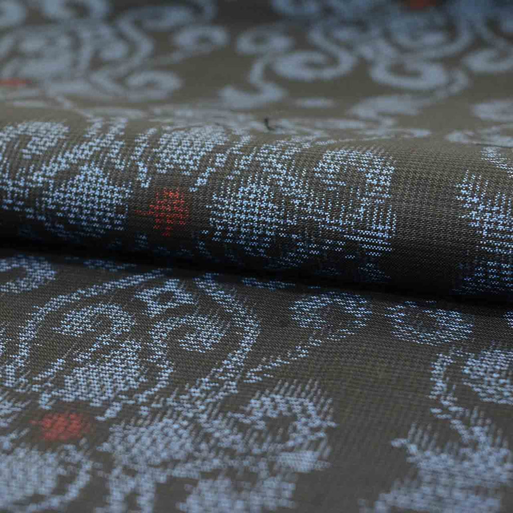 Vintage Japanese Kimono | Oshima Tsumugi | Navy Silk | Floral Pattern | Ichimotozuke 7-thread | Unused | Size M | Sustainable | vv0022
