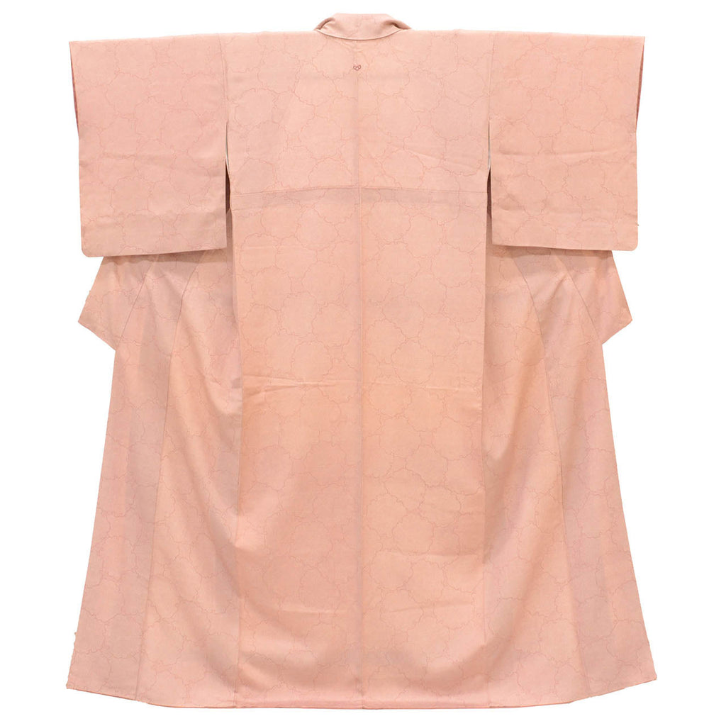 Vintage Japanese Kimono | Edo Komon | Pink Silk | Shark Scale Samegomon | Snow Ring | One Crest | Size M | Sustainable | vv0025
