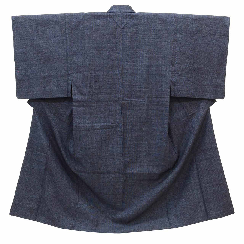 Vintage Japanese Kimono | Men's Yuki Tsumugi | Navy Silk | Tortoiseshell Kasuri | UNESCO Heritage | Men's Size M | Sustainable | vv0026