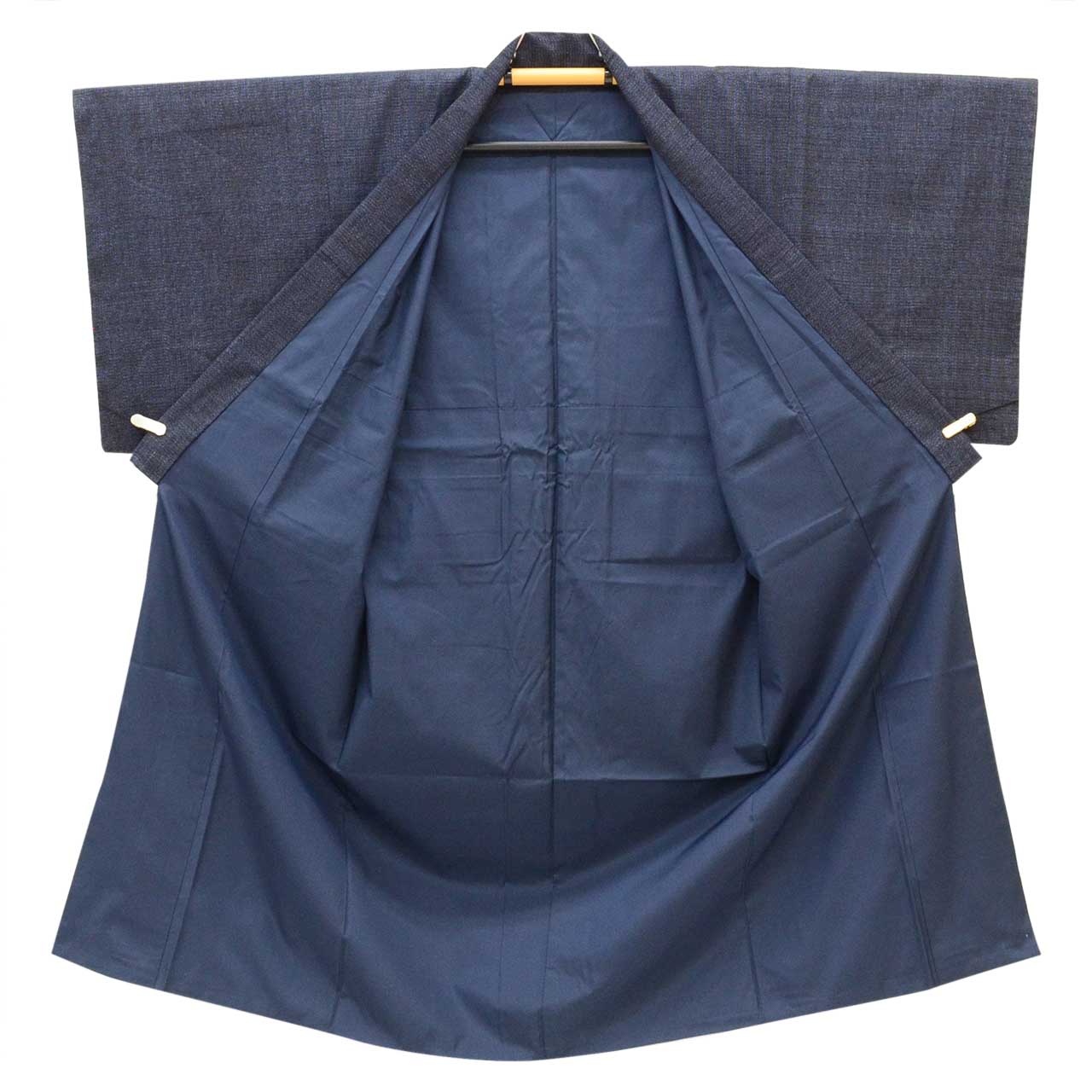 Vintage Japanese Kimono | Men's Yuki Tsumugi | Navy Silk | Tortoiseshell Kasuri | UNESCO Heritage | Men's Size M | Sustainable | vv0026