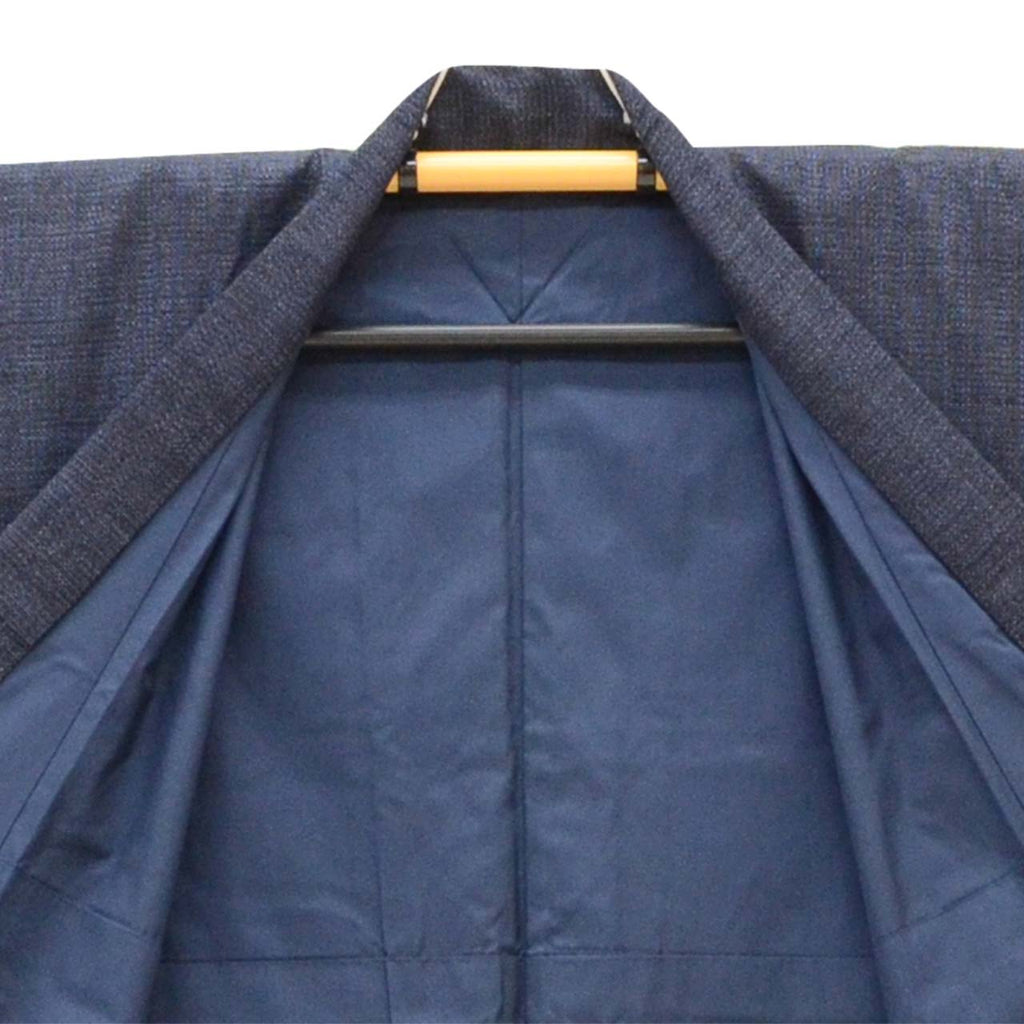 Vintage Japanese Kimono | Men's Yuki Tsumugi | Navy Silk | Tortoiseshell Kasuri | UNESCO Heritage | Men's Size M | Sustainable | vv0026