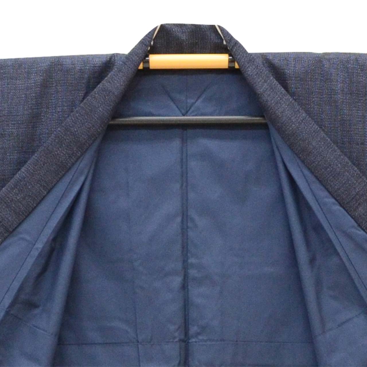 Vintage Japanese Kimono | Men's Yuki Tsumugi | Navy Silk | Tortoiseshell Kasuri | UNESCO Heritage | Men's Size M | Sustainable | vv0026