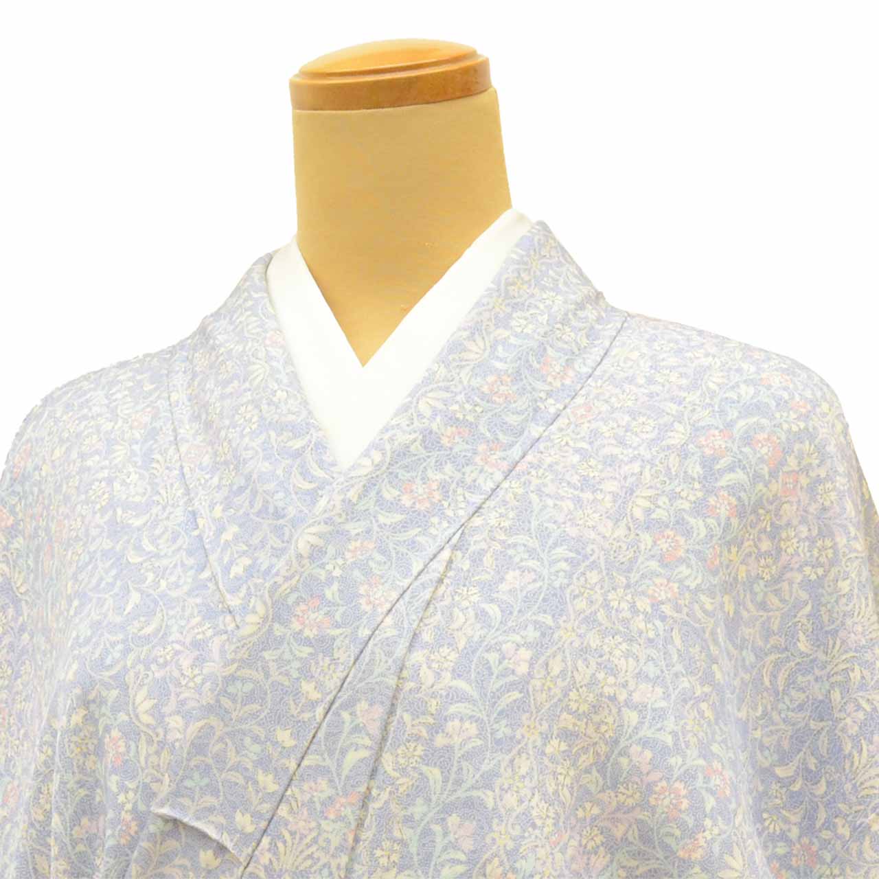 Vintage Japanese Kimono | Edo Komon | Blue Silk | Small Floral Pattern | Petite Size S | Sustainable | vv0028