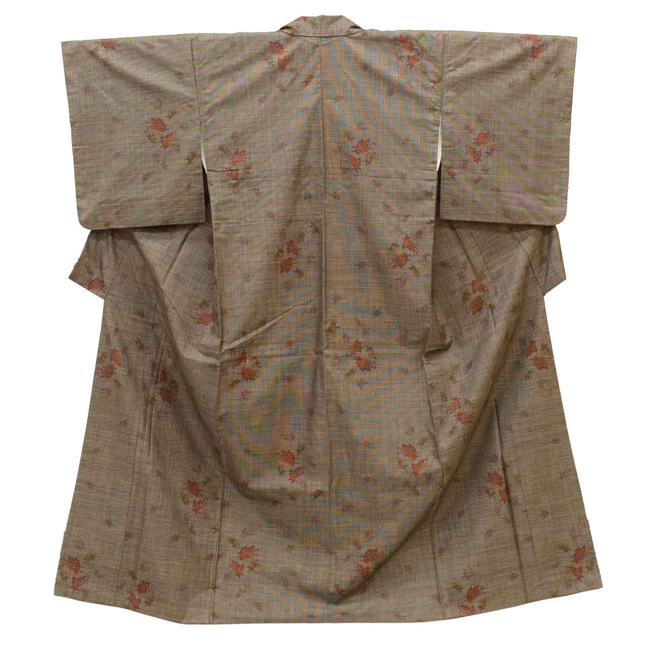 Vintage Japanese Kimono | Oshima Tsumugi | Brown Silk | Butterfly Pattern | Ichimotozuke 7-thread | Size M | Sustainable | vv0029