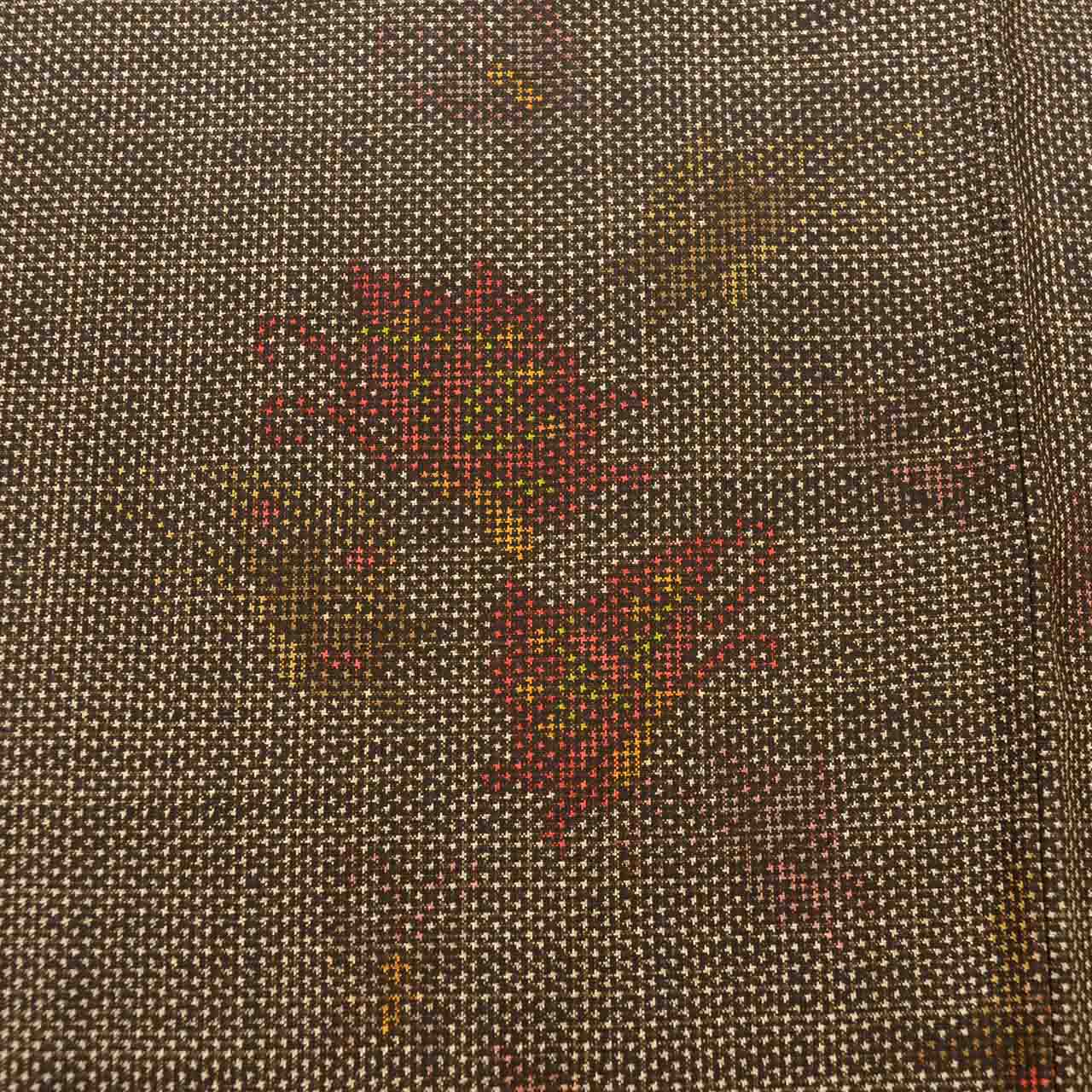 Vintage Japanese Kimono | Oshima Tsumugi | Brown Silk | Butterfly Pattern | Ichimotozuke 7-thread | Size M | Sustainable | vv0029