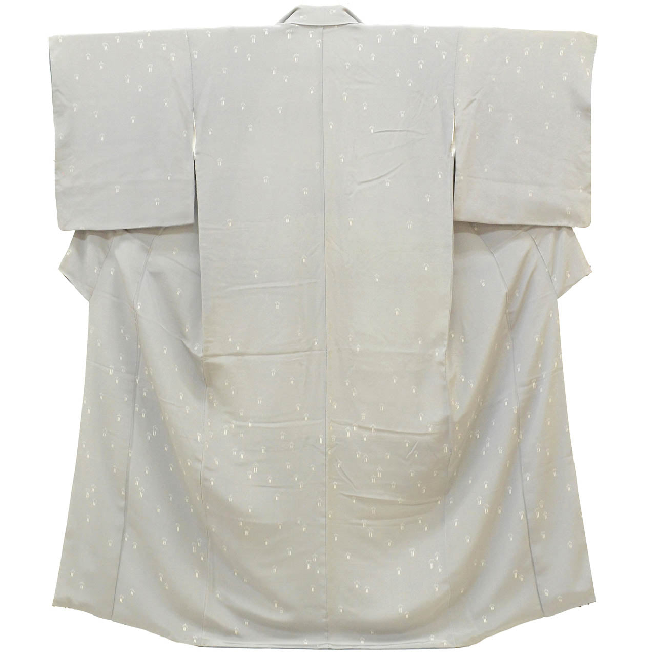 Vintage Japanese Kimono | Komon | Gray Silk | Geometric Pattern | Size M | Sustainable | vv0032