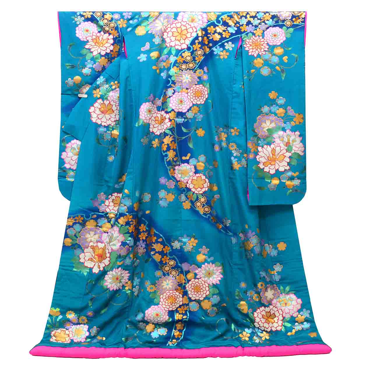 Vintage Japanese Kimono | Iro-uchikake | Red Gold Silk | Phoenix Crane Floral | Kara-ori Hikihaku | Bridal | Sustainable | vv0035