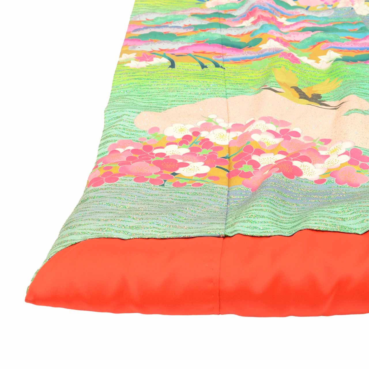 Vintage Japanese Kimono | Iro-uchikake | Red Silk | Floral Arabesque | Kyo-yuzen | Bridal | Tall Size LL | Sustainable | vv0036