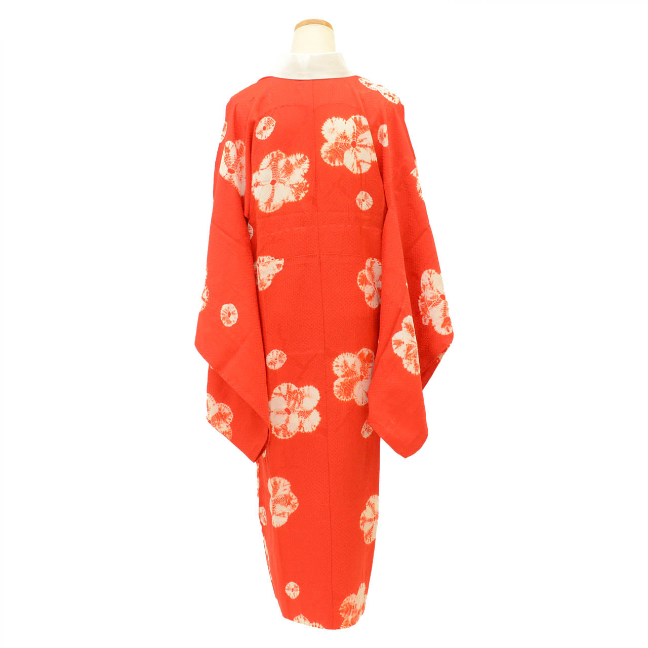 Vintage Japanese Kimono | Nagajuban | Red Silk | Floral Shibori | With Han-eri | Muso-sode | Ladies | Sustainable | vv0058